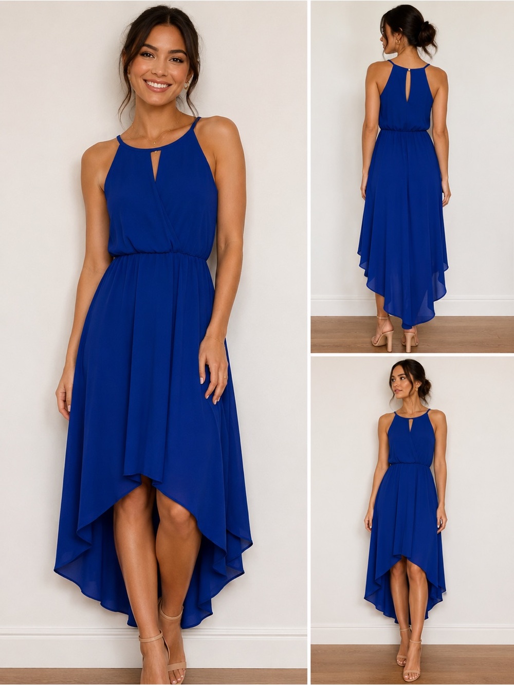 Scobe Royal Blue High Low Dress Medium Keyhole Cocktail Party Wedding Guest